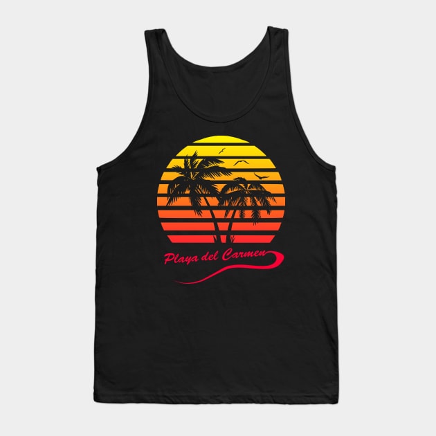 Playa del Carmen 80s Sunset Tank Top by Nerd_art